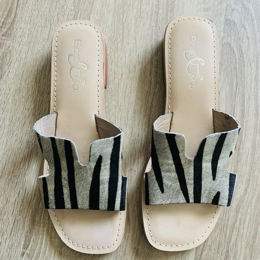 Bos and Co Imani Tiger Print Slide On Sandals - Picture 1 of 4